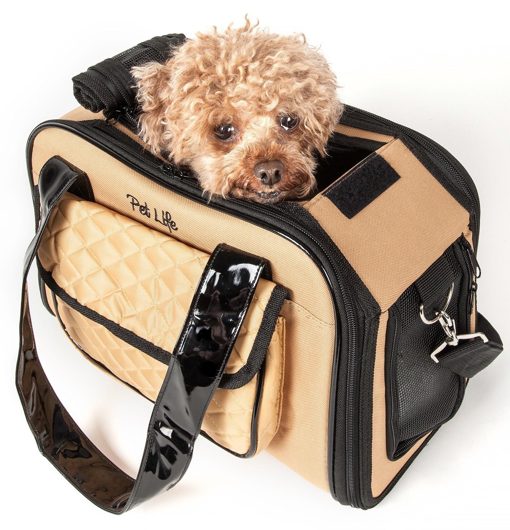 Pet Life ® Mystique Airline Approved Fashion Designer Travel Pet Dog Carrier w/ Pouch