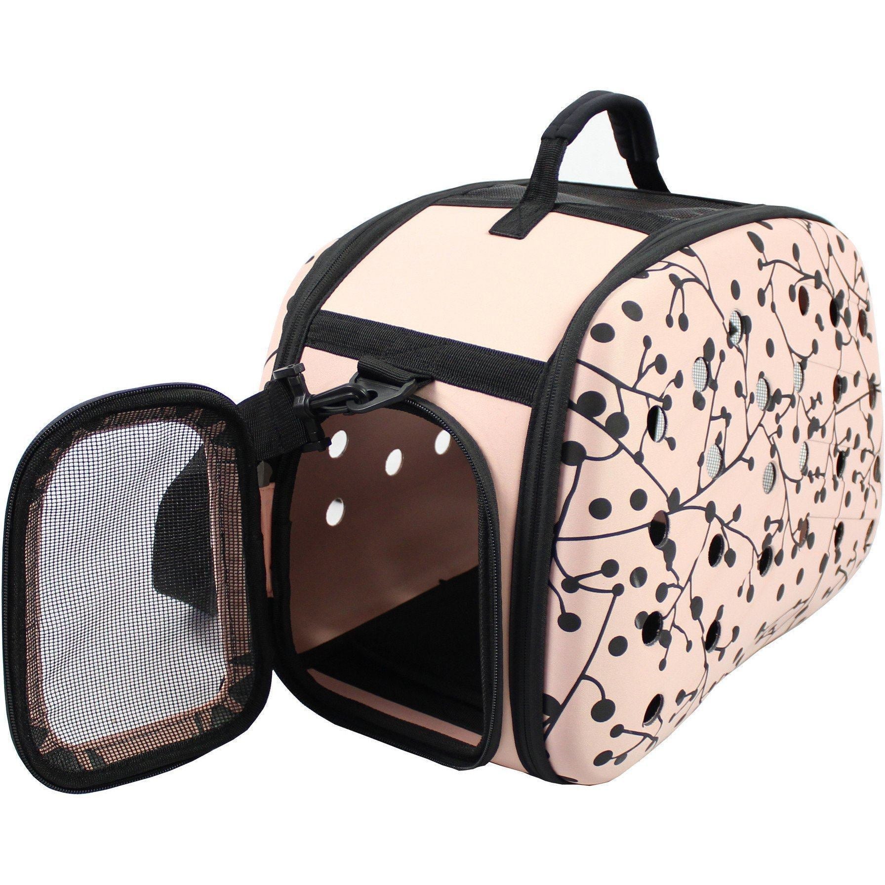 Pet Life ® 'Narrow Shelled' Perforated Lightweight Collapsible Military Grade Fashion Designer Travel Pet Dog Carrier Crate