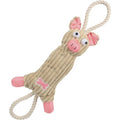 Pet Life ® 'Plush Cow' Natural Jute Rope and Squeak Tugging Plush Dog Toy