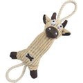 Juguete de peluche para perros Pet Life ® 'Vaca de peluche' con cuerda de yute natural y chirrido