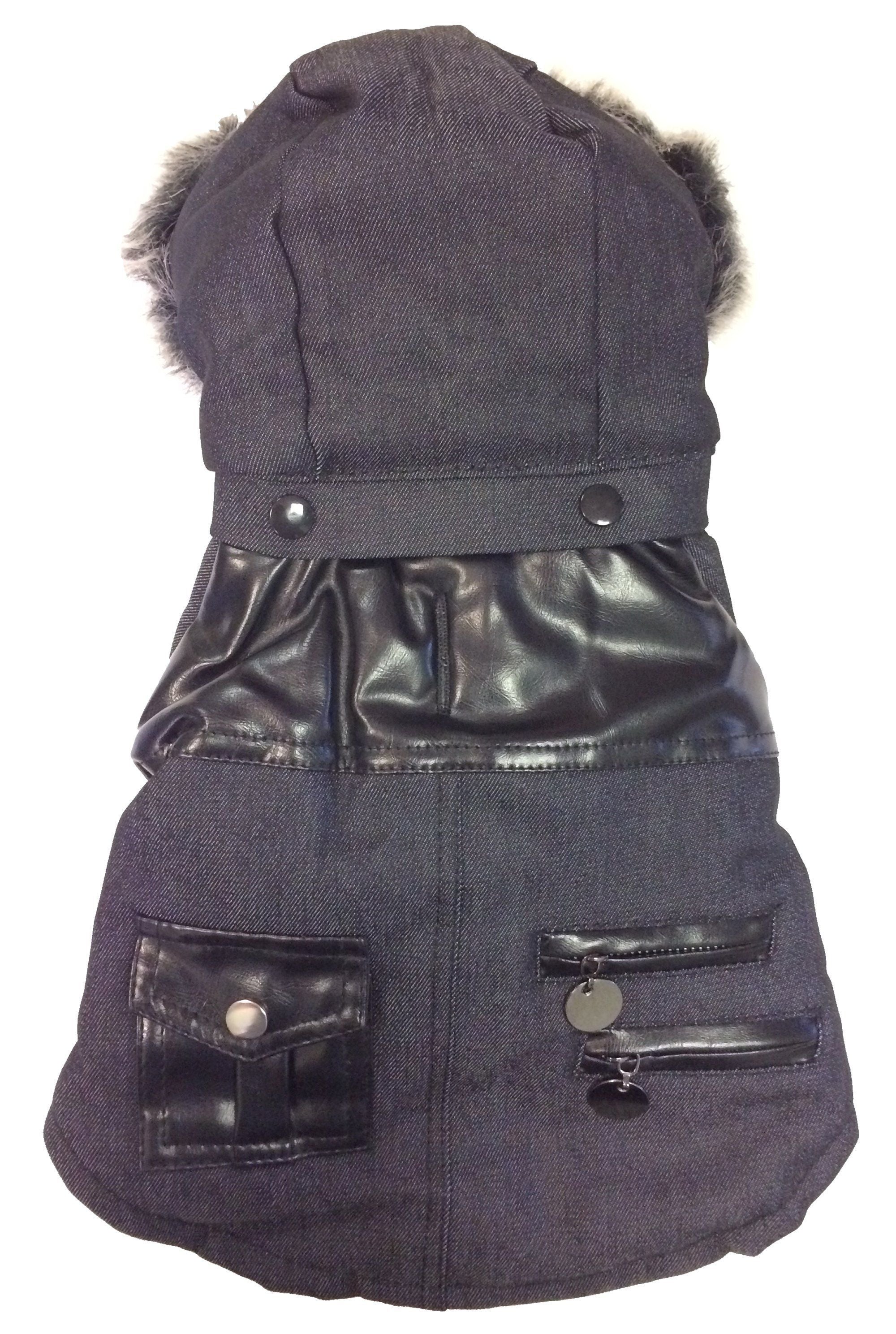 Pet Life ® 'Ruff-Choppered' Denim Fashioned Wool Dog Coat Jacket