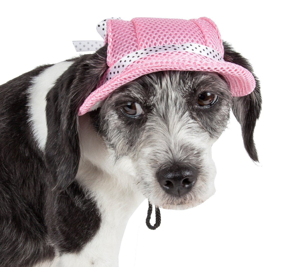 Pet Life ®  'Sea Spot Sun' UV Protectant Adjustable Fashion Mesh Brimmed Dog Hat Cap