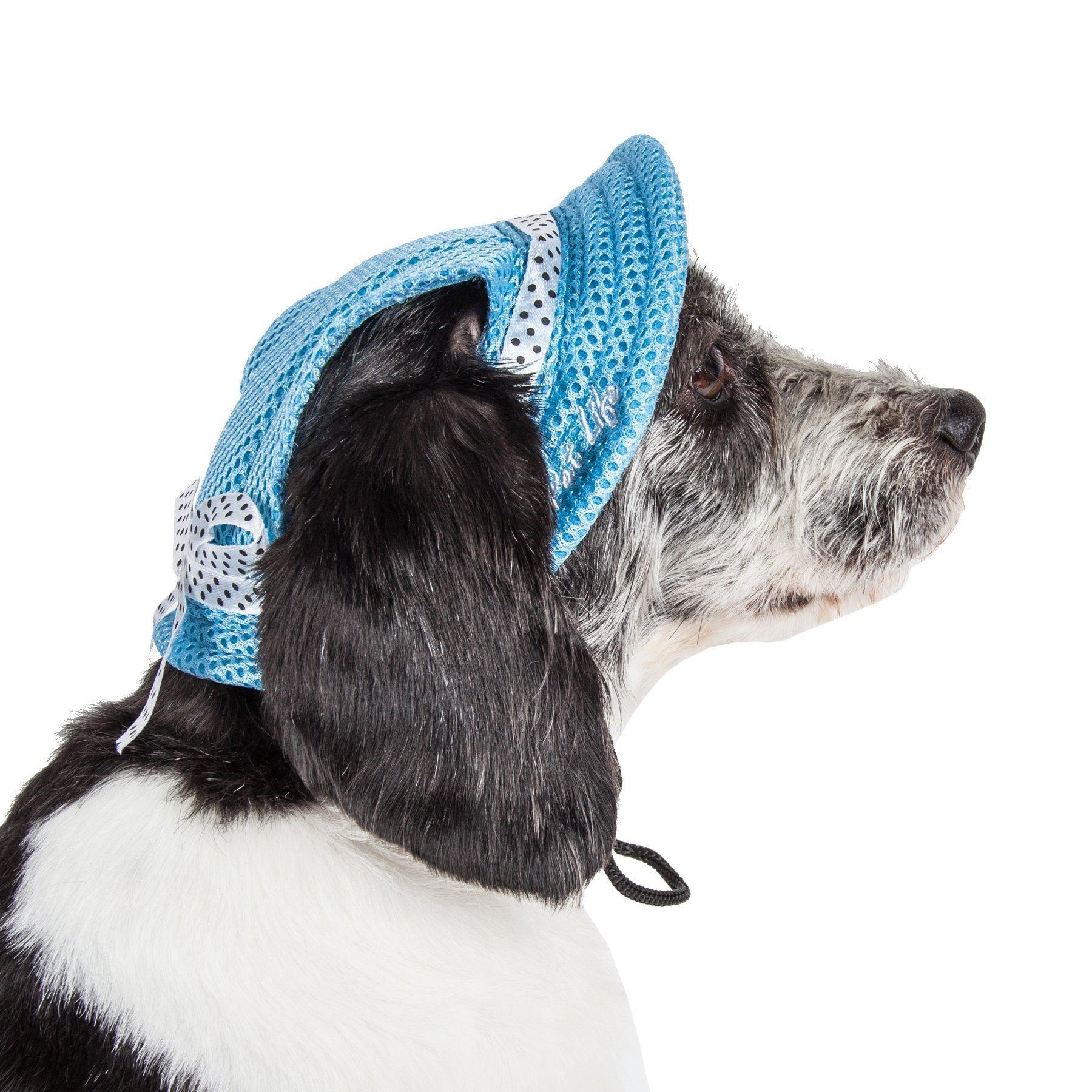 Pet Life ®  'Sea Spot Sun' UV Protectant Adjustable Fashion Mesh Brimmed Dog Hat Cap
