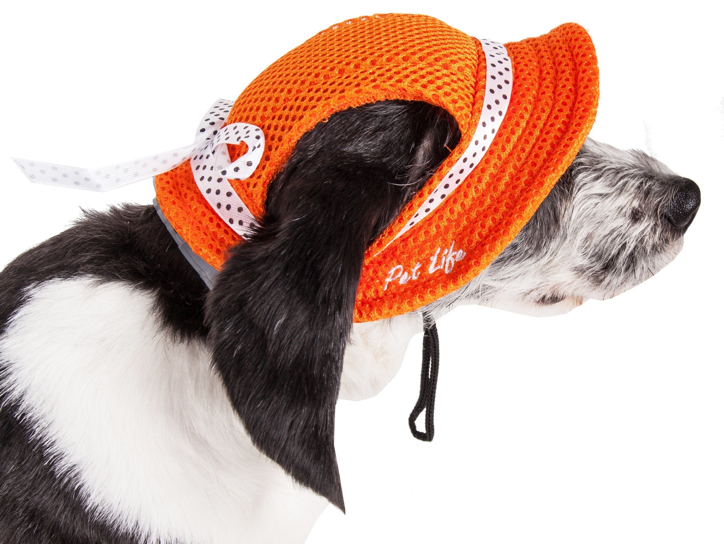 Pet Life ®  'Sea Spot Sun' UV Protectant Adjustable Fashion Mesh Brimmed Dog Hat Cap