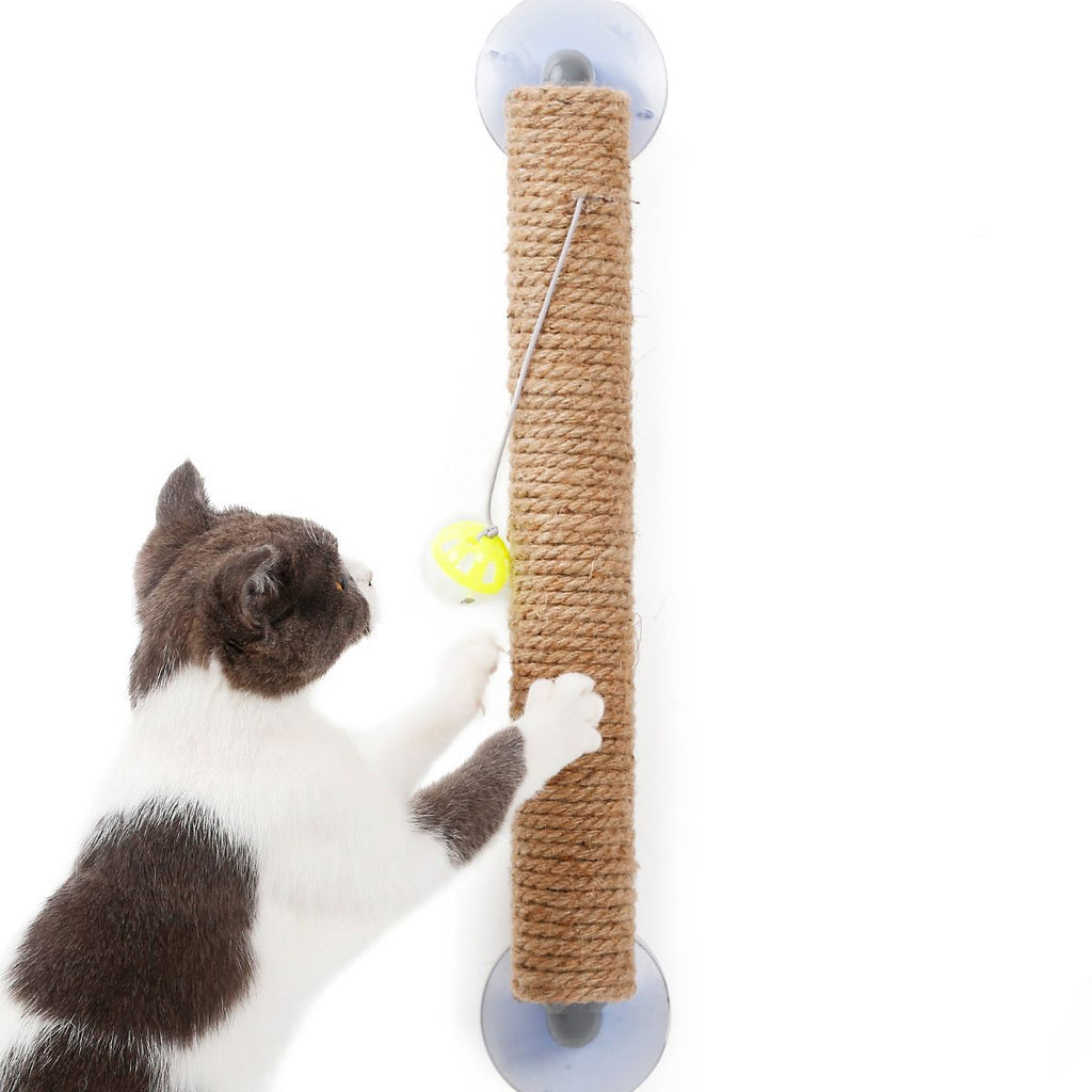 Rascador para gatos con forma de palo y ventosa de cuerda de sisal y juguete 'Stick N' Claw' de Pet Life ®