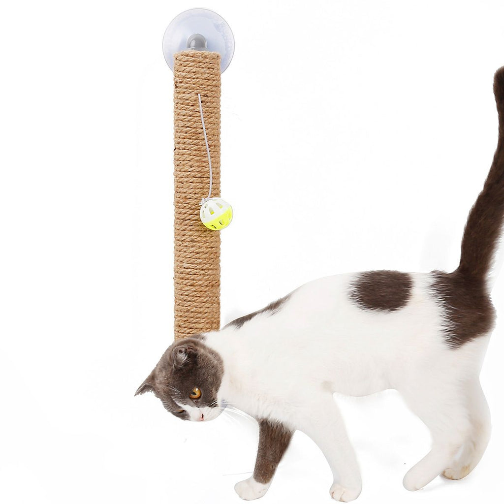 Rascador para gatos con forma de palo y ventosa de cuerda de sisal y juguete 'Stick N' Claw' de Pet Life ®