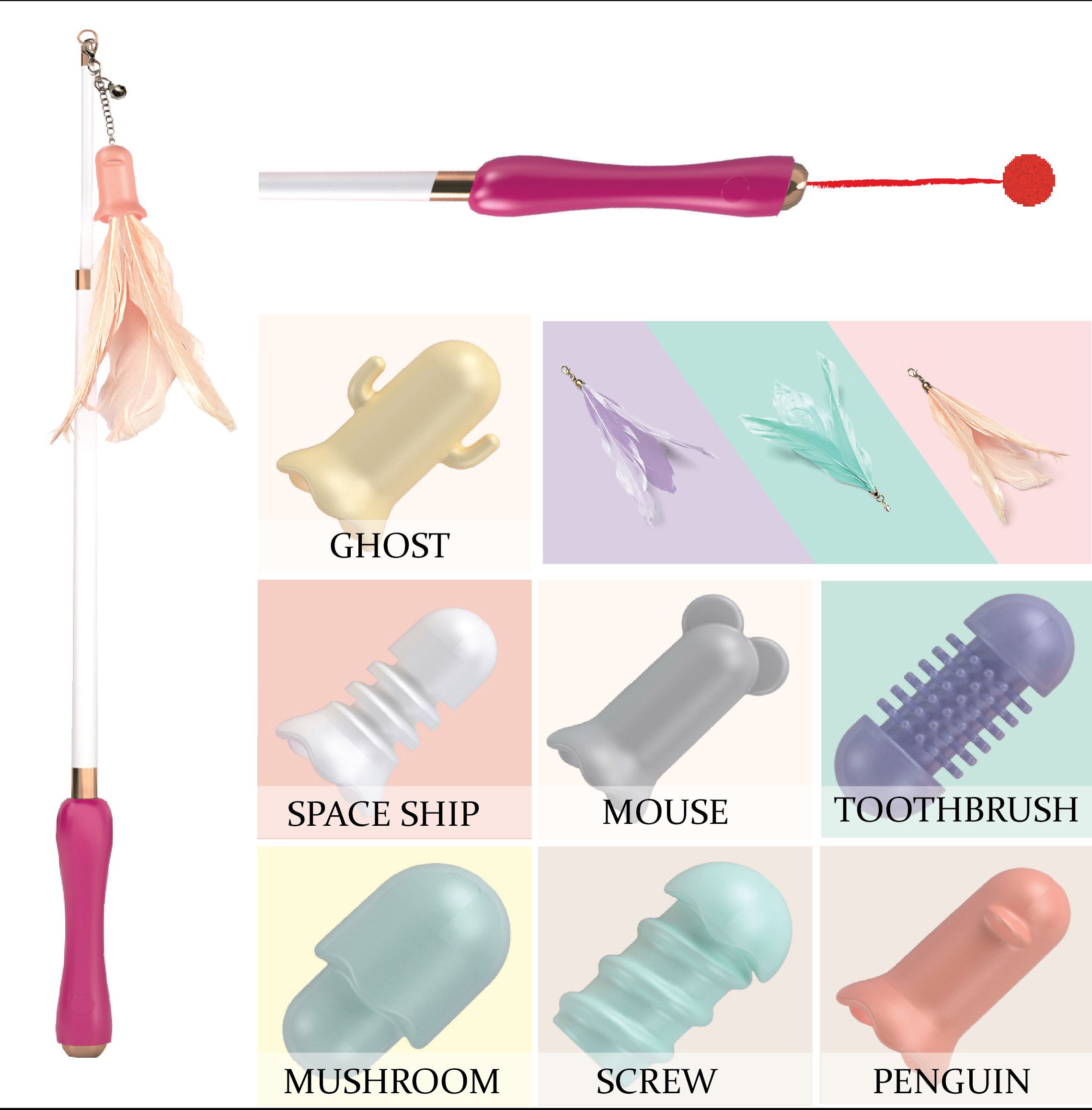 Juguete láser para gatos Pet Life ® 'Wander-cat' personalizable y extensible 10 en 1