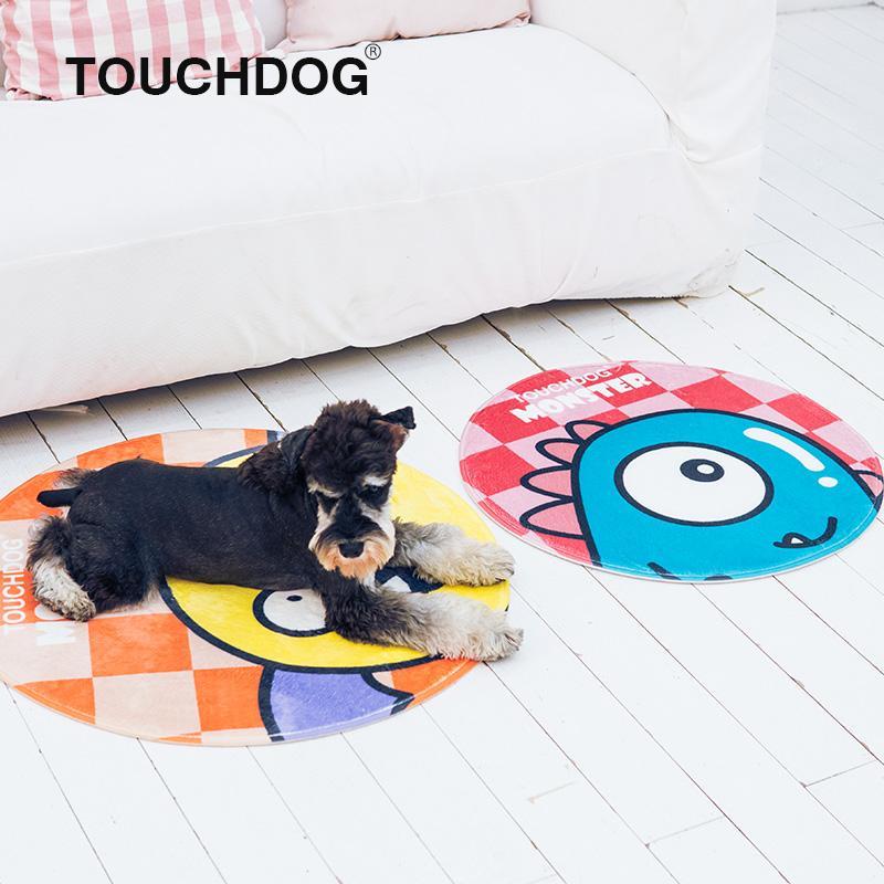Alfombrilla redonda para gato y perro con diseño de monstruo de tres ojos de Touchdog