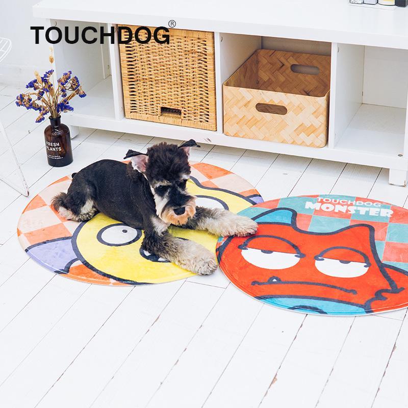Alfombrilla redonda para gato y perro con diseño de monstruo de tres ojos de Touchdog