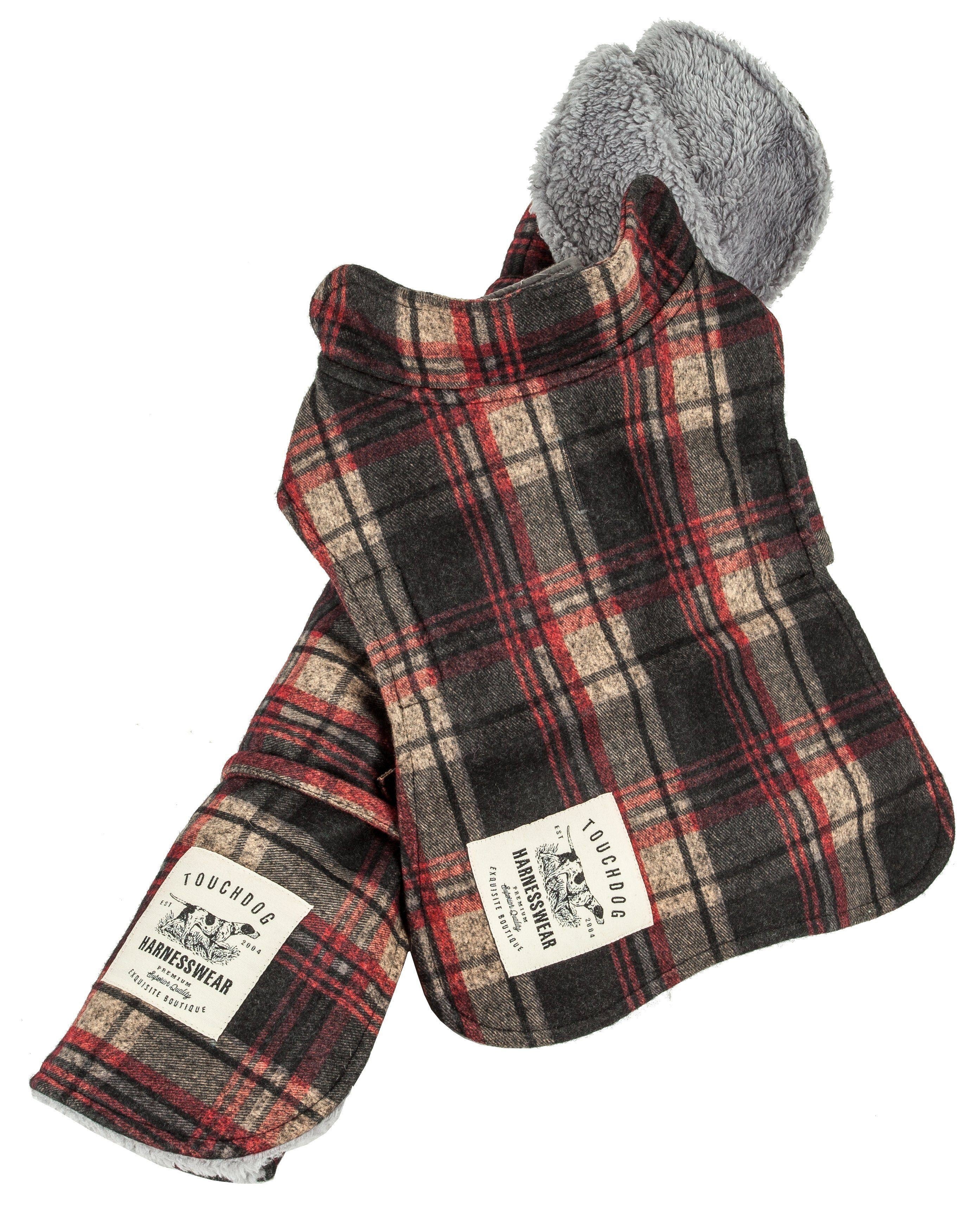 Touchdog ® 2-In-1 Tartan Plaid Dog Jacket and Matching Reversible Dog Mat