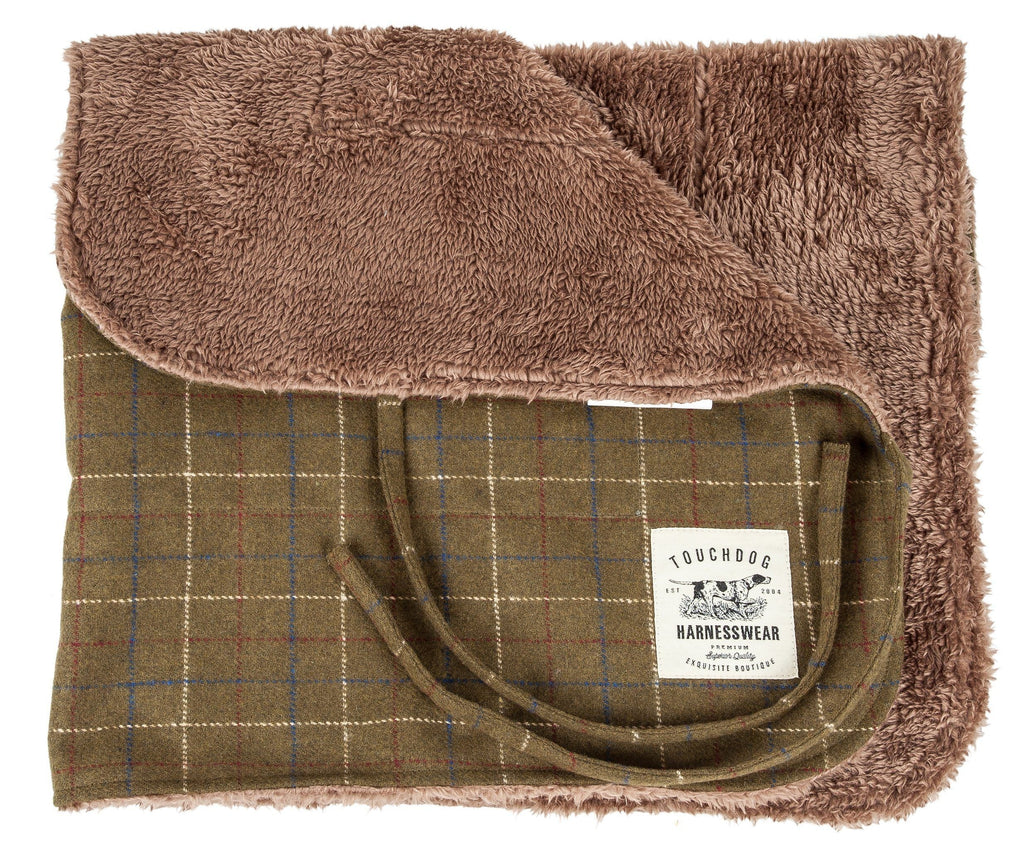 Chaqueta para perros Touchdog ® 2 en 1 con diseño de cuadros y tapete reversible a juego