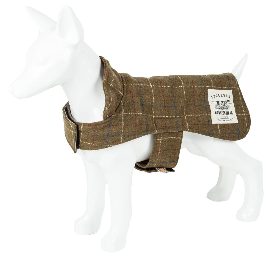 Chaqueta para perros Touchdog ® 2 en 1 con diseño de cuadros y tapete reversible a juego