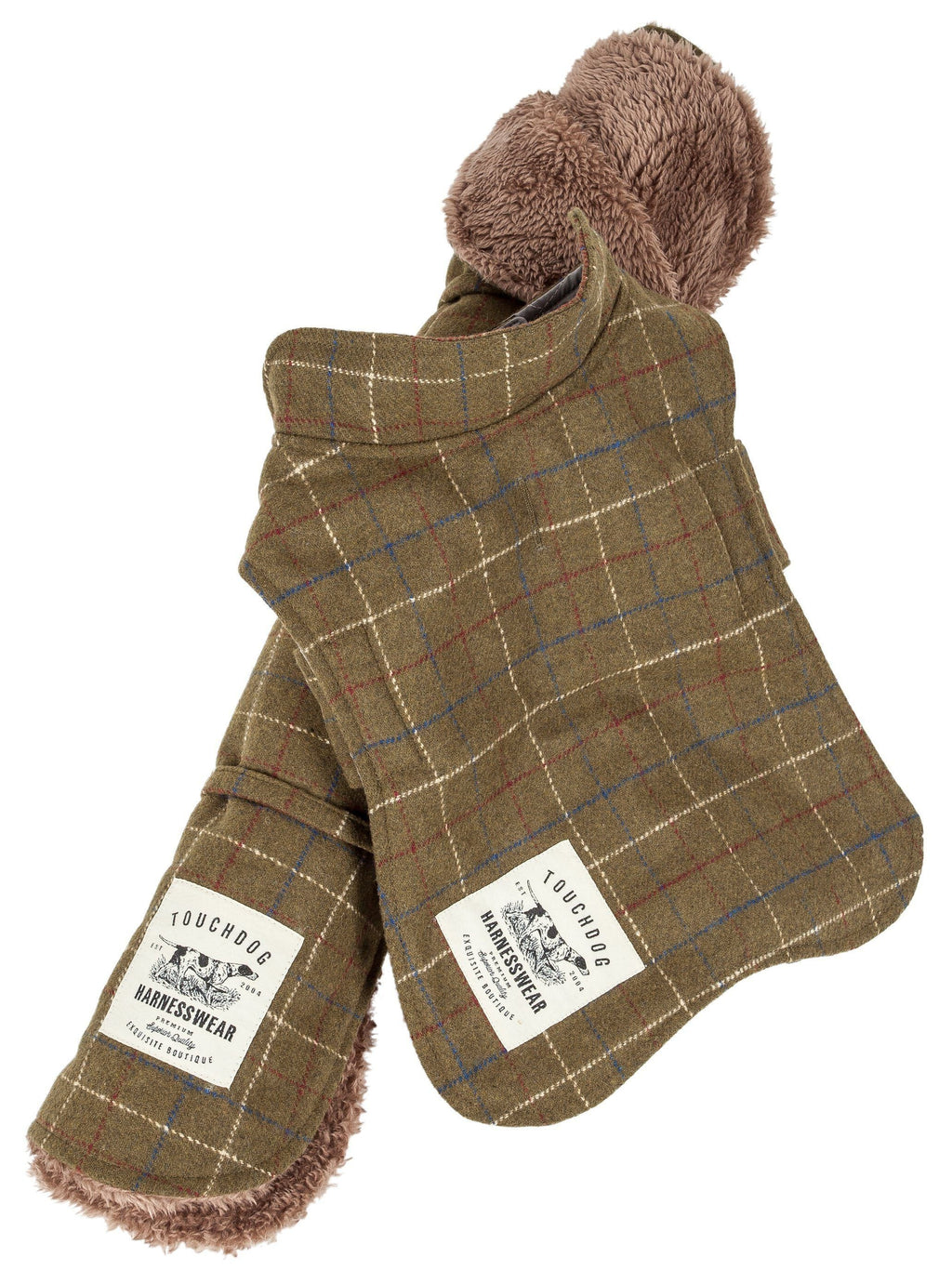 Chaqueta para perros Touchdog ® 2 en 1 con diseño de cuadros y tapete reversible a juego