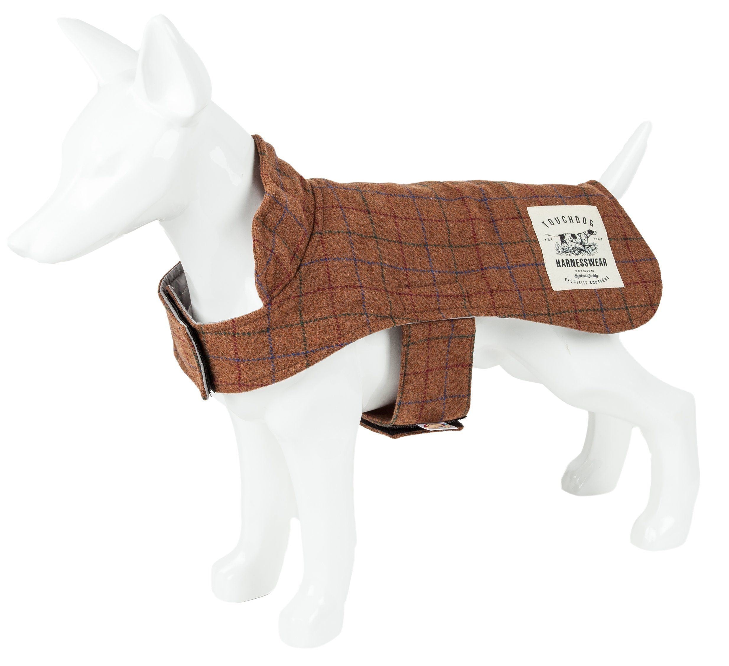 Chaqueta para perros Touchdog ® 2 en 1 con diseño de cuadros y tapete reversible a juego
