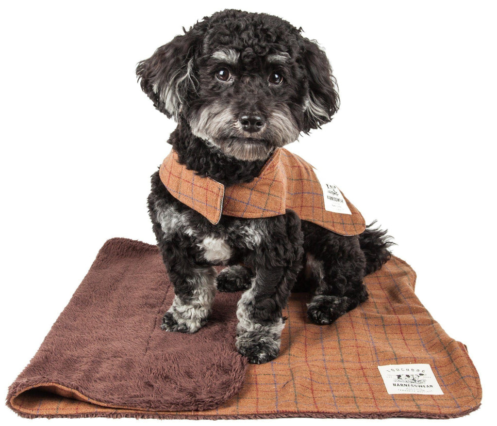 Chaqueta para perros Touchdog ® 2 en 1 con diseño de cuadros y tapete reversible a juego