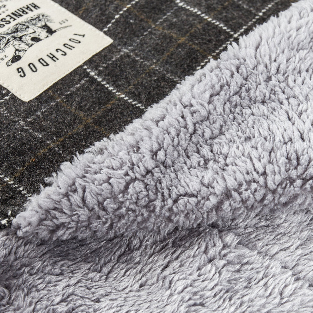 Chaqueta para perros Touchdog ® 2 en 1 con diseño de cuadros y tapete reversible a juego