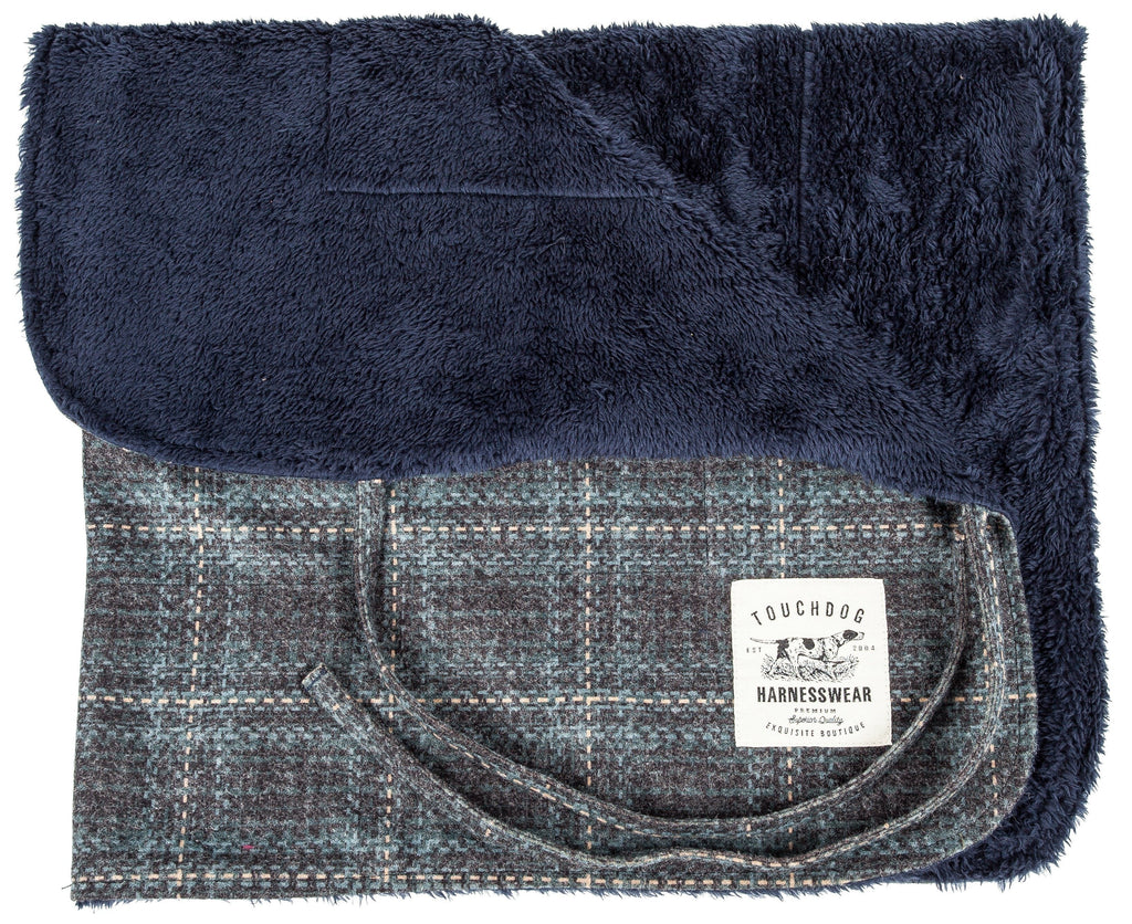 Touchdog ® 2-In-1 Windowpane Plaid Matching Dog Jacket and Reversible Dog Mat
