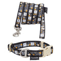 Combinación de correa y collar para perro Touchdog ® 'Caliber' con bordados de diseño moderno