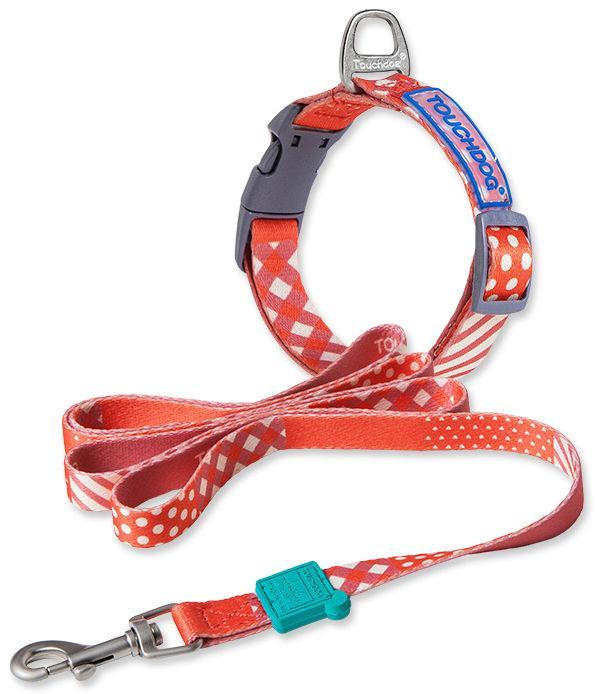 Correa y collar para perro Touchdog ® 'Trendzy' 2 en 1 con estampado de diseñador a juego