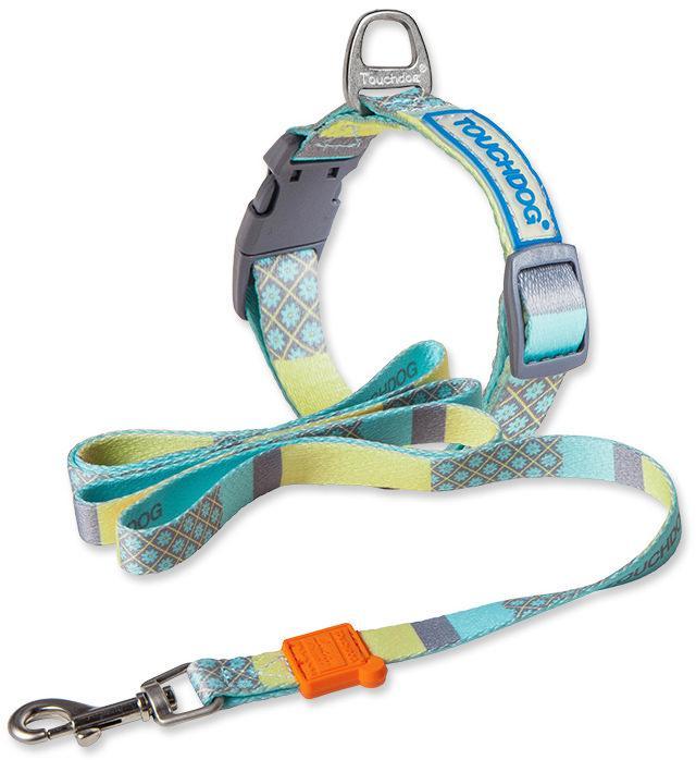 Correa y collar para perro Touchdog ® 'Trendzy' 2 en 1 con estampado de diseñador a juego