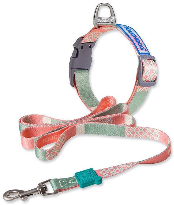 Correa y collar para perro Touchdog ® 'Trendzy' 2 en 1 con estampado de diseñador a juego